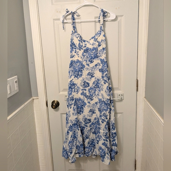 Reformation Nikita Pompadour Blue and White Floral Midi Dress - Picture 4 of 8